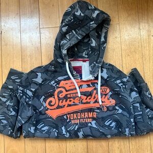 Superdry Kids Hoodie - Black and Orange Camouflage